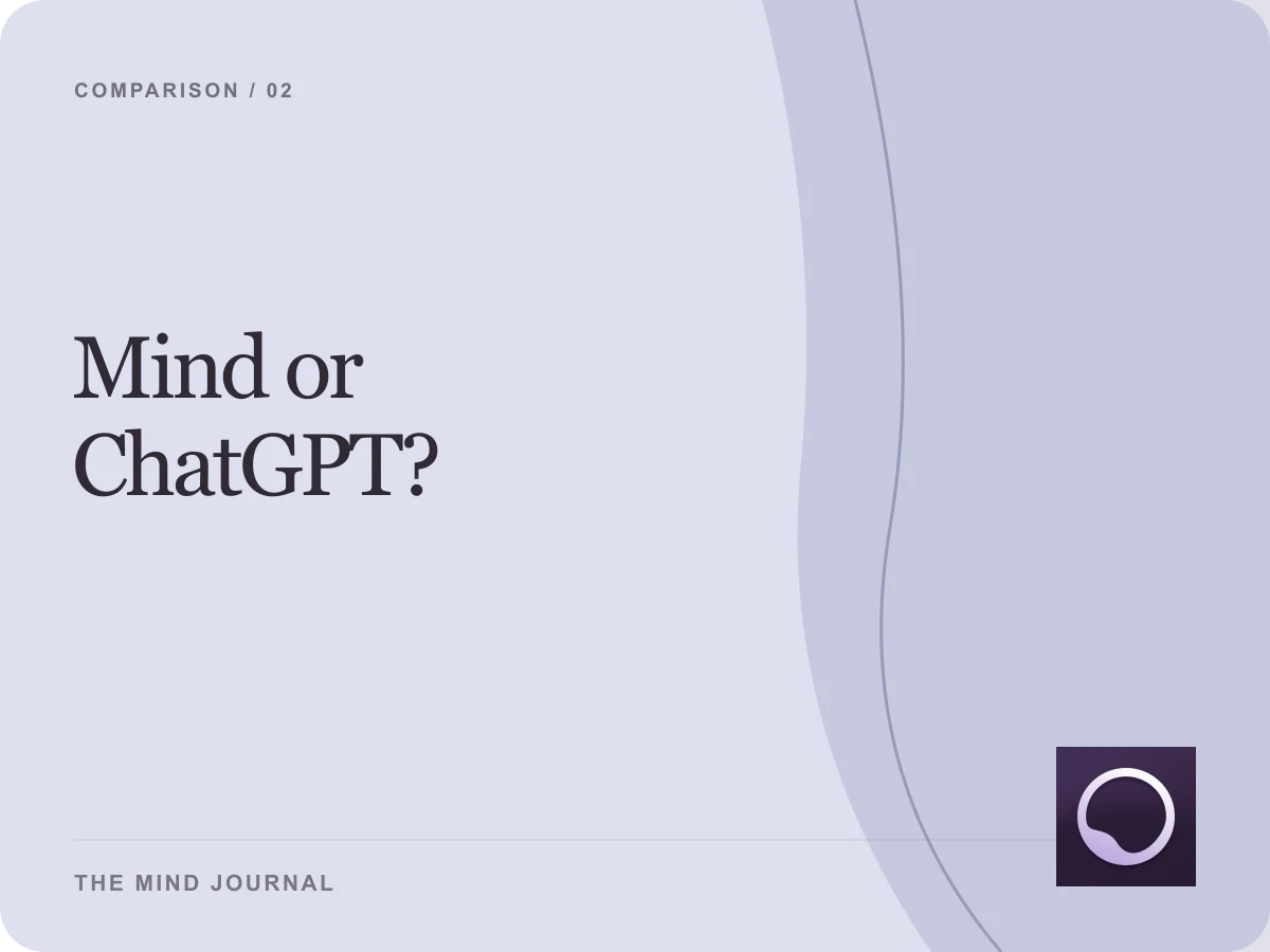Editorial cover with a divided field comparing Mind and ChatGPT